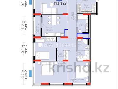 4-бөлмелі пәтер · 114.1 м² · 11/12 қабат, Е-15 5 — Жағалау, бағасы: 59 млн ₸ в Астане, Нура р-н