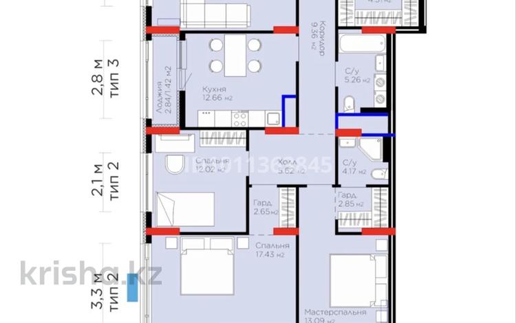 4-бөлмелі пәтер · 114.1 м² · 11/12 қабат, Е-15 5 — Жағалау, бағасы: 59 млн ₸ в Астане, Нура р-н — фото 4