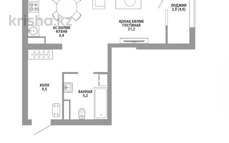 1-бөлмелі пәтер · 45.2 м² · 5/15 қабат, Райымбека 210/8, бағасы: ~ 34.1 млн ₸ в Алматы, Алмалинский р-н — фото 7