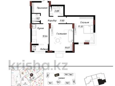 2-бөлмелі пәтер · 66 м² · 7/18 қабат, Тәуелсіздік 6, бағасы: 47 млн ₸ в Астане, Алматы р-н