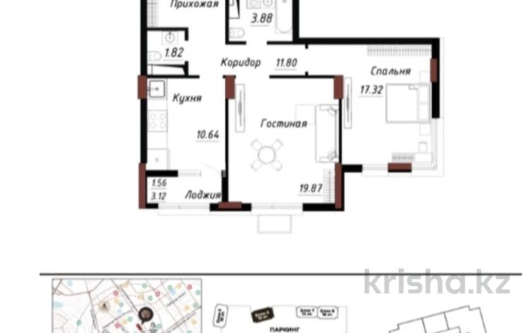 2-бөлмелі пәтер · 66 м² · 7/18 қабат, Тәуелсіздік 6, бағасы: 50 млн ₸ в Астане, Алматы р-н — фото 2