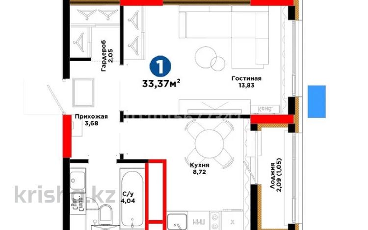 1-комнатная квартира · 34 м² · 10/17 этаж, Е 908 23 — Улы дала за 22 млн ₸ в Астане, Нура р-н — фото 4