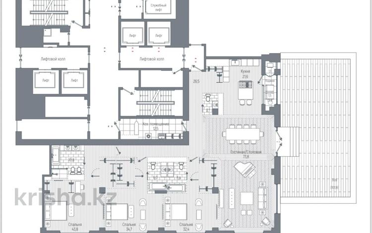 4-комнатная квартира, 370 м², 3/16 этаж, Динмухамеда Кунаева за 400 млн 〒 в Астане, Есильский р-н — фото 2