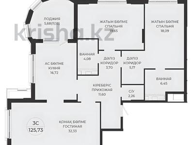 3-комнатная квартира · 126.6 м² · 4/12 этаж, А 32 2Б — БЕЗ КОМИССИИ за ~ 118.6 млн ₸ в Астане, Сарайшык р-н