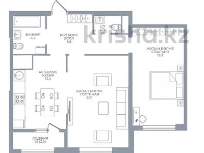 2-комнатная квартира · 69 м² · 15/16 этаж, Каныша Сатпаева 90/55Б за 51.1 млн ₸ в Алматы, Бостандыкский р-н