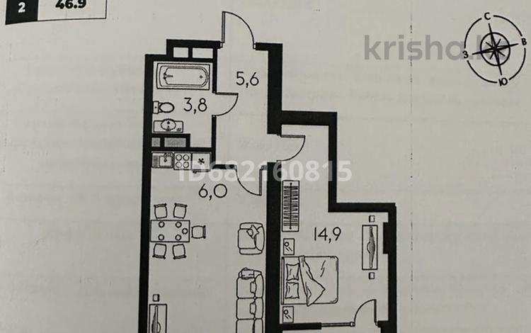 2-комнатная квартира, 47 м², 4/18 этаж, Утеген батыра 11 за 29.5 млн 〒 в Алматы — фото 2