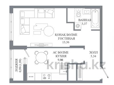 1-бөлмелі пәтер · 34.92 м² · 13/14 қабат, Пересечение ул. Калдаякова и ул. Жургенова — БЕЗ КОМИССИИ / РАССРОЧКА / ИПОТЕКА / БОЛЬШОЙ ВЫБОР / ЗВВВВООООННИНИТТТЕЕ, бағасы: ~ 19.9 млн ₸ в Астане, Сарайшык р-н