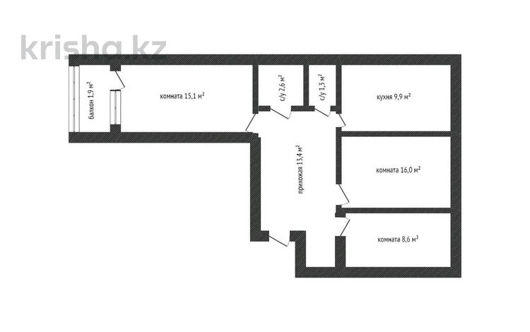 3-комнатная квартира, 65.5 м², 9/9 этаж, абылайхана 9 за 17.5 млн 〒 в Кокшетау — фото 2