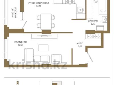 1-комнатная квартира · 49.4 м² · 15/18 этаж, Достык 8/5 — Без комиссии!!!Выбор по этажам!!! Гибкая оплата!!! за ~ 39 млн ₸ в Астане, Есильский р-н