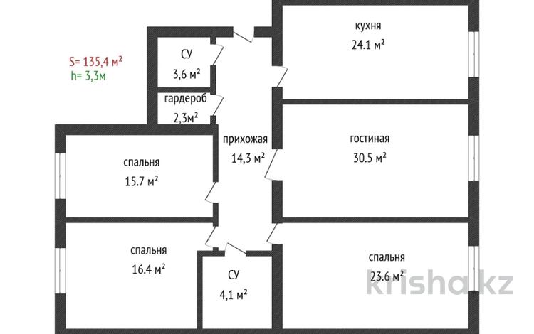 4-бөлмелі пәтер · 135 м² · 5/5 қабат, Микрорайон Алтын Орда 357, бағасы: 52 млн ₸ в Актобе — фото 2