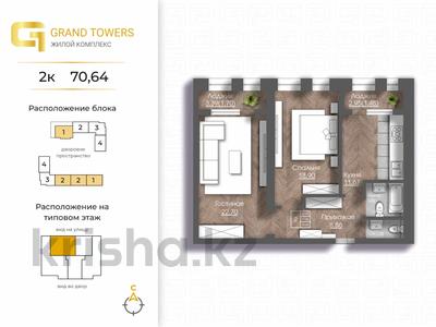 2-комнатная квартира · 70.64 м², мкр. Алтын орда 192 — Халела досмухамедулы за ~ 24 млн ₸ в Актобе