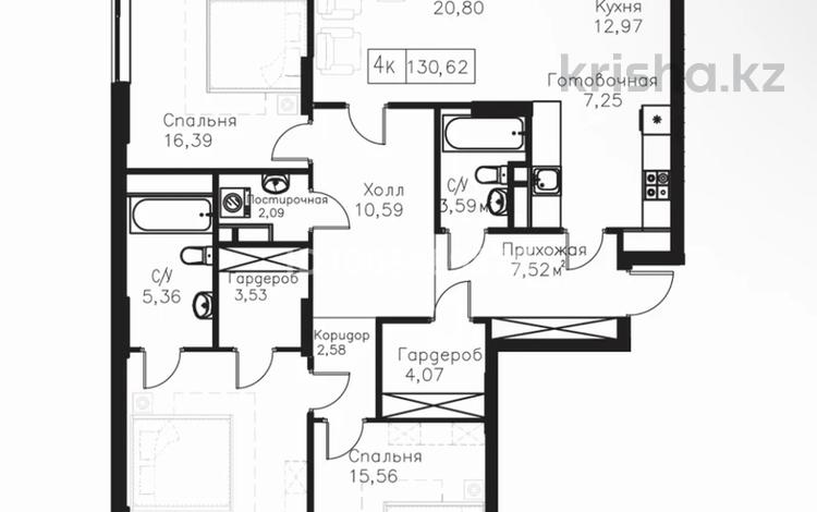4-комнатная квартира · 131 м² · 2/14 этаж, Мангилик Ел 63/1 за ~ 82 млн ₸ в Астане, Есильский р-н — фото 2
