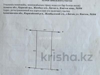 Жер телімі · 10 сотық, Көктем 104, бағасы: 7.5 млн ₸ в Батане