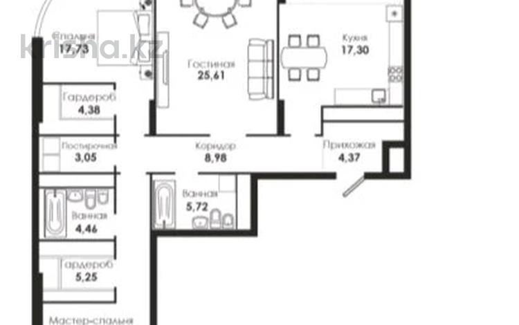 3-комнатная квартира, 123 м², 5/14 этаж, Сарайшык 34а за 115 млн 〒 в Астане, Есильский р-н — фото 2