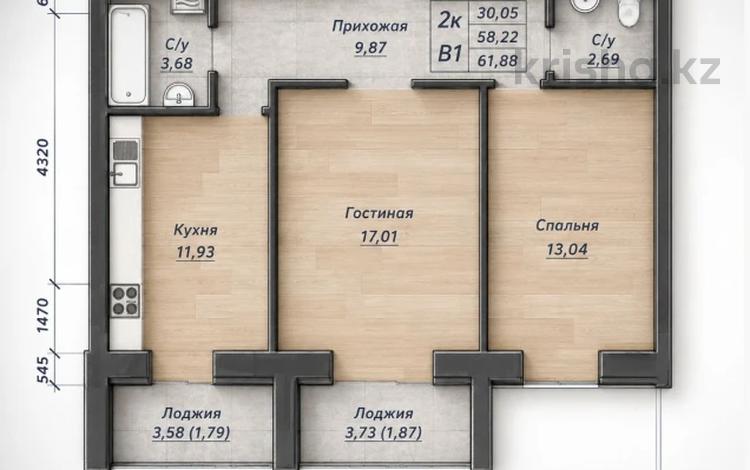2-комнатная квартира · 60 м² · 7/11 этаж, мкр. Алтын орда за 20 млн ₸ в Актобе — фото 2