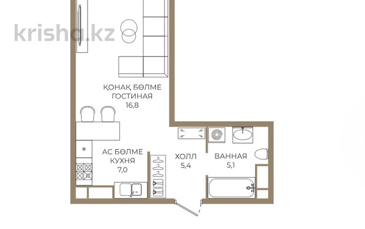 1-комнатная квартира · 36 м² · 5/9 этаж, Каныша Сатпаева 90а/1 — КОМИССИЮ НЕ БЕРЕМ !!! за ~ 28.4 млн ₸ в Алматы, Алмалинский р-н — фото 2