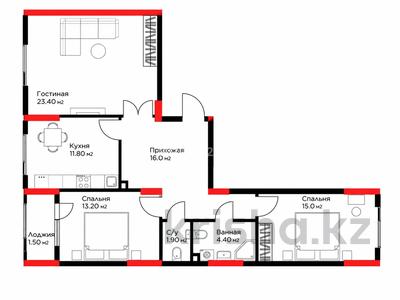 3-бөлмелі пәтер · 87.2 м² · 2/9 қабат, ул. Е-36 6, бағасы: 42 млн ₸ в Астане, Нура р-н