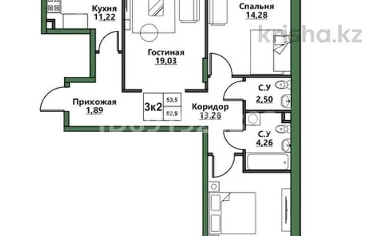 3-комнатная квартира, 90 м², 2/4 этаж, мкр Нуршашкан (Колхозши), Алатау 40 за ~ 33.2 млн 〒 в Алматы, Турксибский р-н — фото 2
