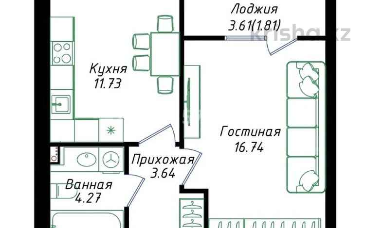1-бөлмелі пәтер · 39 м² · 7/10 қабат, Надимеденова 6 — Жумабаева, бағасы: 22.5 млн ₸ в Астане, Алматы р-н — фото 2