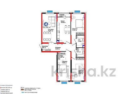 4-комнатная квартира, 122.39 м², 9/9 этаж, Нурсултана Назарбаева 55 за ~ 58.6 млн 〒 в Шымкенте