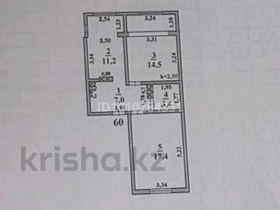 2-бөлмелі пәтер · 53.5 м² · 5/5 қабат, мкр Нижний Отырар 12, кв 60, бағасы: 16.9 млн ₸ в Шымкенте, Туран р-н