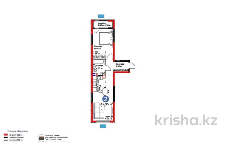 2-комнатная квартира · 48 м² · 3/6 этаж, Бауыржана Момышулы 11/21а за 35 млн ₸ в Алматы, Алатауский р-н — фото 3