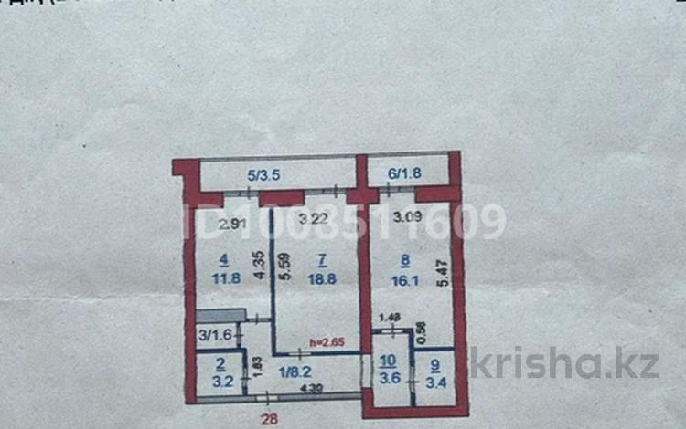 2-комнатная квартира · 72 м² · 6/9 этаж, Микрорайон Береке, Мкр. Береке 51 за 34 млн 〒 в Костанае — фото 2