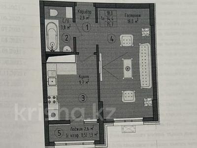 1-бөлмелі пәтер · 35 м² · 6/12 қабат, Культегин 16 — САМАЯ НИЗКАЯ ЦЕНА, бағасы: 19.3 млн ₸ в Астане