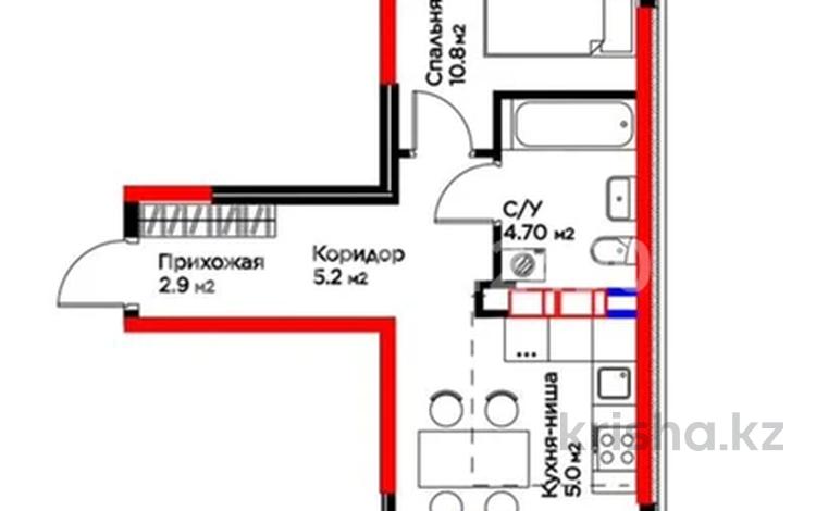2-бөлмелі пәтер · 43.32 м² · 14/15 қабат, Қайтпас-2 ш/а, 42.375249, 69.606585 1 — Тц дендропарк, бағасы: 26.5 млн ₸ в Шымкенте, Абайский р-н — фото 2