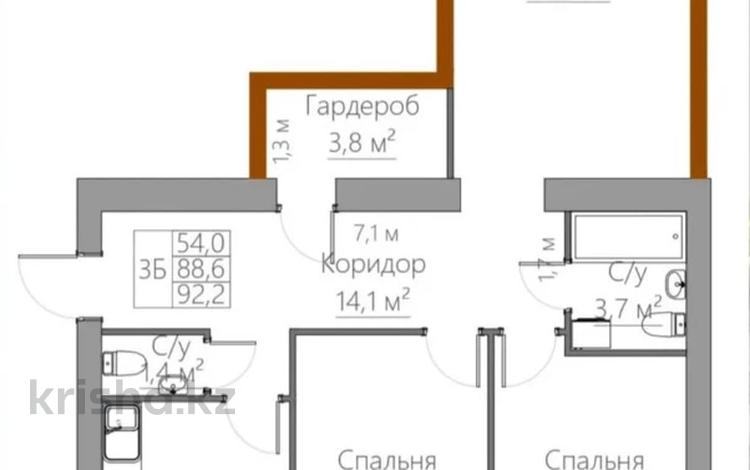 3-комнатная квартира · 92.2 м² · 6/9 этаж, Рахимова за ~ 35 млн 〒 в Петропавловске — фото 4