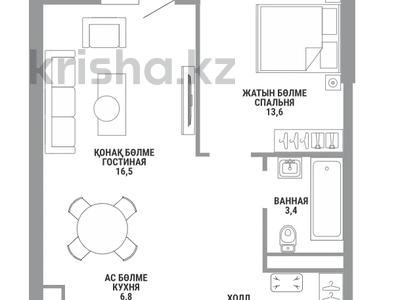 1-бөлмелі пәтер · 49.4 м² · 3/15 қабат, Райымбека 210/8, бағасы: ~ 36.1 млн ₸ в Алматы, Бостандыкский р-н