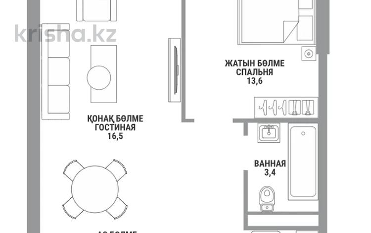 1-бөлмелі пәтер · 49.4 м² · 3/15 қабат, Райымбека 210/8, бағасы: ~ 36.1 млн ₸ в Алматы, Бостандыкский р-н — фото 3