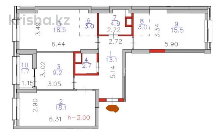 3-бөлмелі пәтер · 89.7 м², Шамши Калдаяков 60В, бағасы: ~ 43.1 млн ₸ в Астане, Сарайшык р-н — фото 2