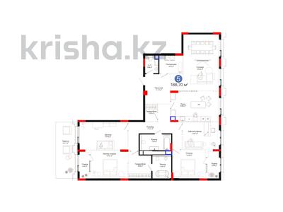 5-комнатная квартира · 188.2 м² · 2/8 этаж, Переулок Тасшокы 4 — Квартира с террасой за ~ 211.2 млн ₸ в Астане, Алматы р-н