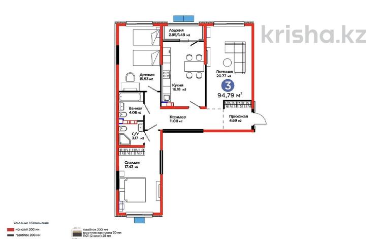 3-бөлмелі пәтер · 94.2 м² · 6/6 қабат, Тараз 8/1, бағасы: 79 млн ₸ в Алматы, Турксибский р-н — фото 2