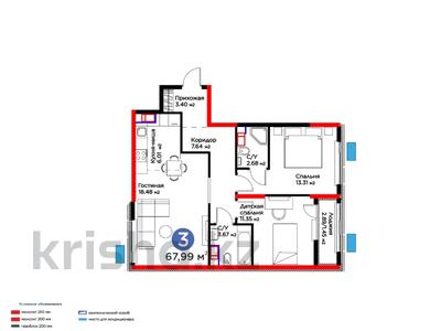 3-комнатная квартира · 68 м², Байдибек би за 31.4 млн ₸ в Шымкенте, Абайский р-н