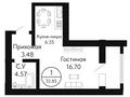 1-комнатная квартира, 32.85 м², Кошкарбаев — Жанибек за ~ 9 млн 〒 в Астане, Алматы р-н — фото 2