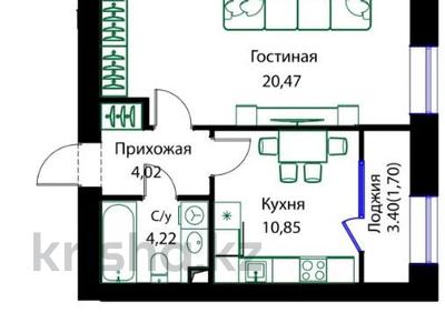1-бөлмелі пәтер · 41.26 м² · 3/12 қабат, ул. Жошы хан 12/3 — ЦЕНА УКАЗАНА В ИПОТЕКУ И ЗА НАЛИЧНЫЙ РАСЧЕТ, бағасы: 31 млн ₸ в Астане, Есильский р-н
