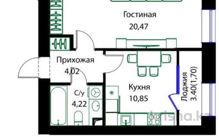 1-бөлмелі пәтер · 41.26 м² · 3/12 қабат, ул. Жошы хан 12/3 — ЦЕНА УКАЗАНА В ИПОТЕКУ И ЗА НАЛИЧНЫЙ РАСЧЕТ, бағасы: 31 млн ₸ в Астане, Есильский р-н — фото 2