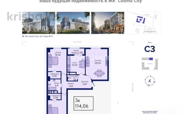 3-бөлмелі пәтер · 114 м² · 4/9 қабат, Туран 89/3, бағасы: 40 млн ₸ в Астане, Нура р-н — фото 2