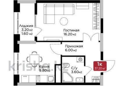 1-бөлмелі пәтер · 37.2 м² · 14/18 қабат, Е-36 13, бағасы: 25.5 млн ₸ в Астане, Нура р-н