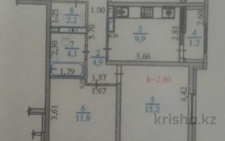 2-бөлмелі пәтер · 54.2 м² · 9/14 қабат, мкр Акбулак, 1-я улица, бағасы: 32 млн ₸ в Алматы, Алатауский р-н — фото 2