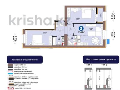 3-бөлмелі пәтер · 71.15 м² · 12/12 қабат, Туран 83/1, бағасы: 33 млн ₸ в Астане, Нура р-н
