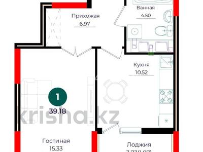 1-комнатная квартира · 39 м² · 5/12 этаж, Е 882 за 23 млн ₸ в Астане, Нура р-н