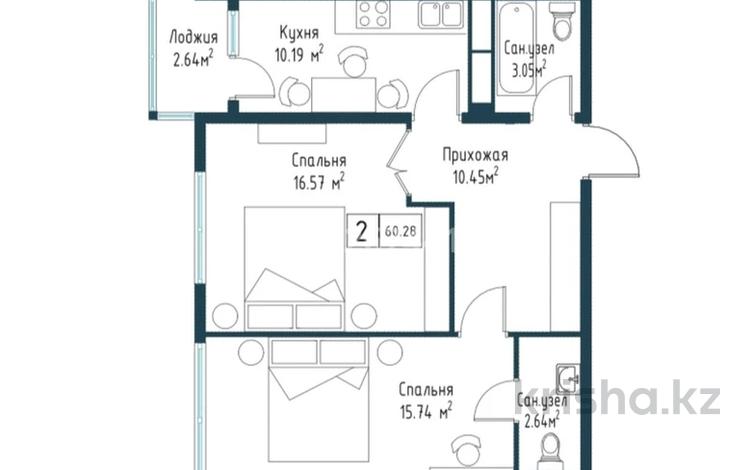 2-комнатная квартира, 60.28 м², 2/10 этаж, Алтын Орда 7/1а за 29.5 млн 〒 в Алматы, Наурызбайский р-н — фото 6