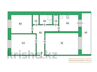 3-бөлмелі пәтер · 62.2 м² · 2/6 қабат, Бауыржана Момышулы 21, бағасы: 16.5 млн ₸ в Аксу