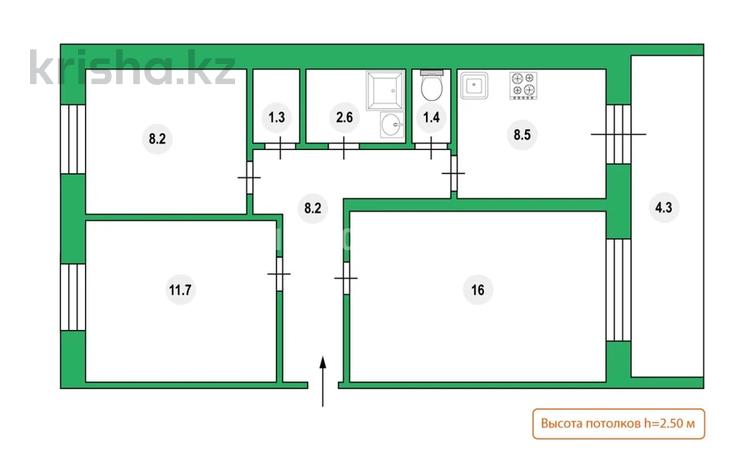 3-бөлмелі пәтер · 62.2 м² · 2/6 қабат, Бауыржана Момышулы 21, бағасы: 16.5 млн ₸ в Аксу — фото 2