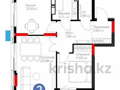 2-бөлмелі пәтер · 63.94 м² · 6/14 қабат, Анет баба 8 — Бухар Жырау, бағасы: 38 млн 〒 в Астане, Нура р-н