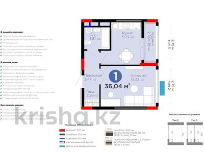 1-бөлмелі пәтер · 36 м² · 3/9 қабат, Туран 57д — Горячие предложение‼️, бағасы: 29 млн ₸ в Астане, Нура р-н