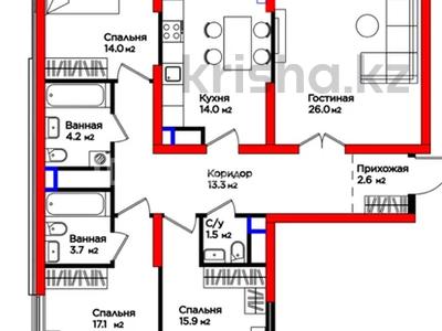 4-комнатная квартира · 114 м² · 3/12 этаж, мкр Нурсат 2, Байтерекова 12 — 7 блок 3 этаж за 75 млн ₸ в Шымкенте, Каратауский р-н